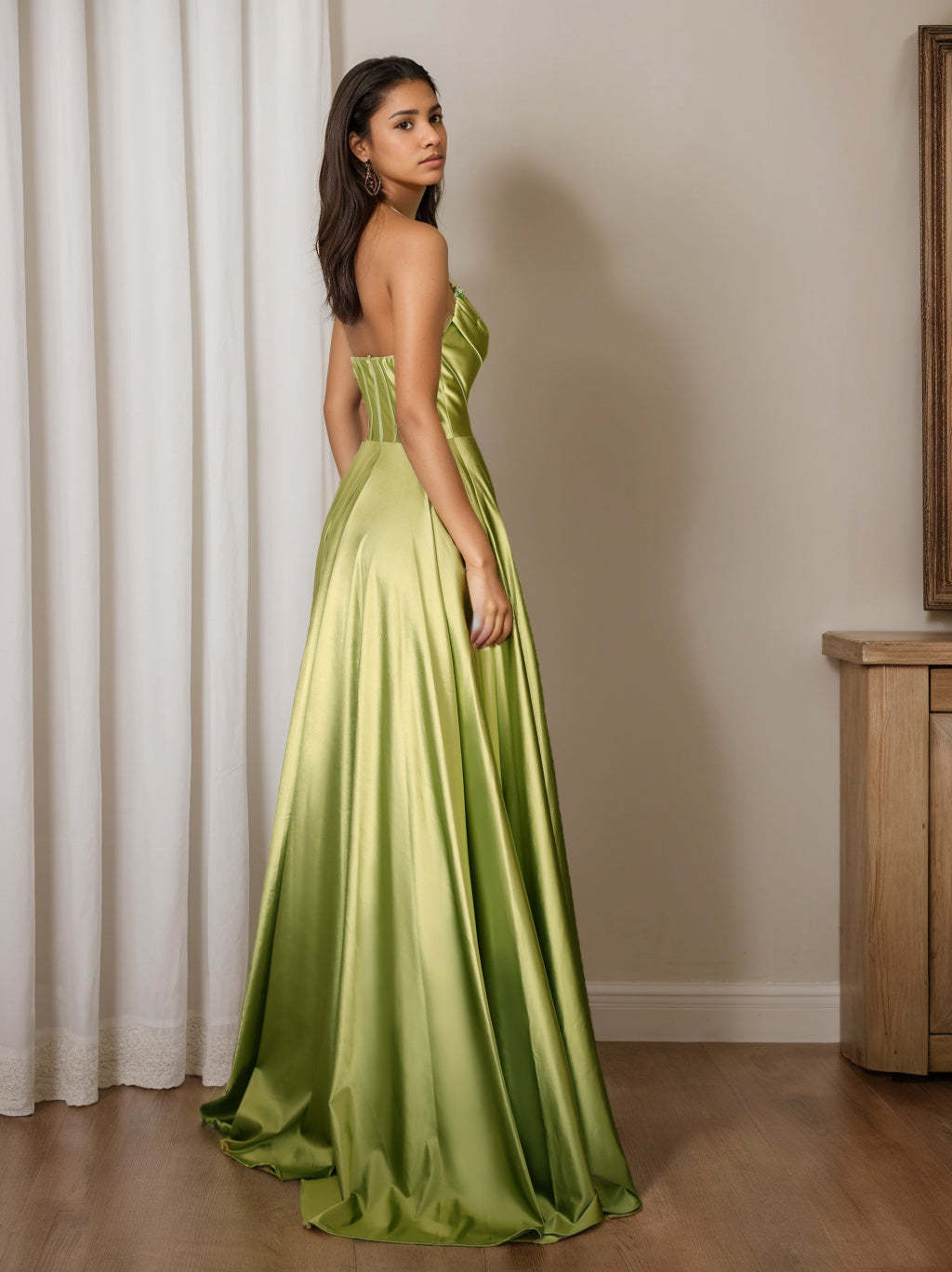 Strapless Sleeveless A-Line Princess Floor-Length Evening Dress with Sequins
