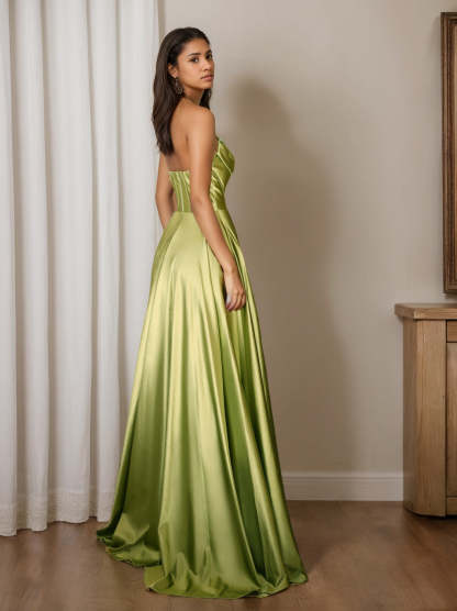 Strapless Sleeveless A-Line Princess Floor-Length Evening Dress with Sequins