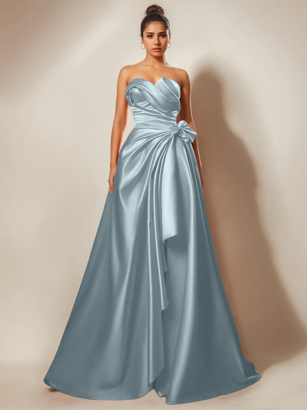Sweetheart Strapless A-Line Princess Prom Gown with Ruched Detail and Side Split