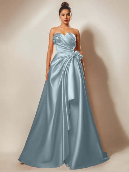 Sweetheart Strapless A-Line Princess Prom Gown with Ruched Detail and Side Split