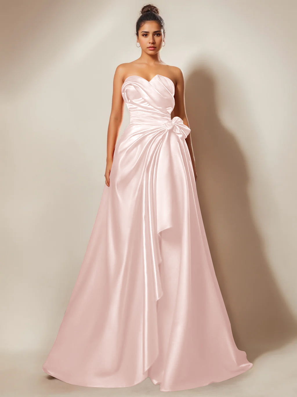 Sweetheart Strapless A-Line Princess Prom Gown with Ruched Detail and Side Split