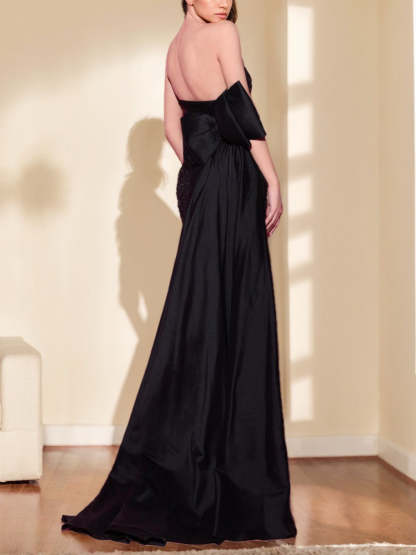 Sweetheart Sleeveless Floor-Length Prom Dress with Bowknot in Mermaid/Trumpet Style