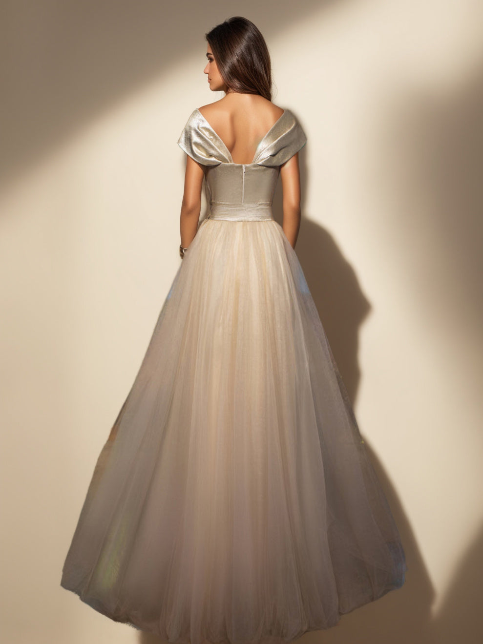 Sweetheart Off-the-Shoulder A-Line Princess Floor-length Prom Dress with Bow & Split Slit