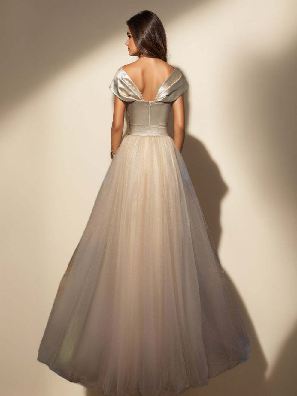 Sweetheart Off-the-Shoulder A-Line Princess Floor-length Prom Dress with Bow & Split Slit