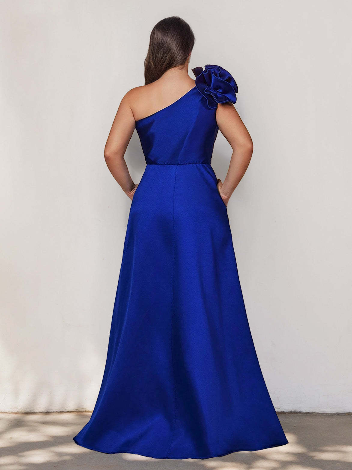 Plus Size Satin Prom Dress with Bowknot – One-Shoulder Mermaid Trumpet Floor-Length