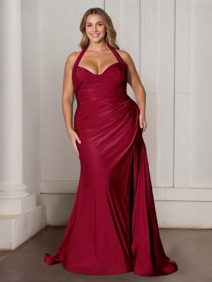 Plus Size Prom Dress with Sweetheart Neckline Side Split and Ruffles in Trumpet/Mermaid Silhouette