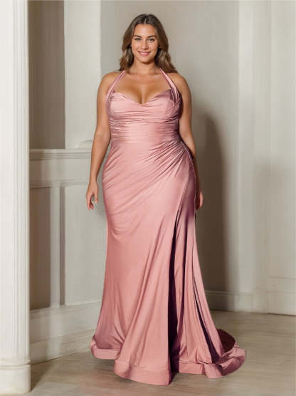 Plus Size Prom Dress with Sweetheart Neckline Side Split and Ruffles in Trumpet/Mermaid Silhouette