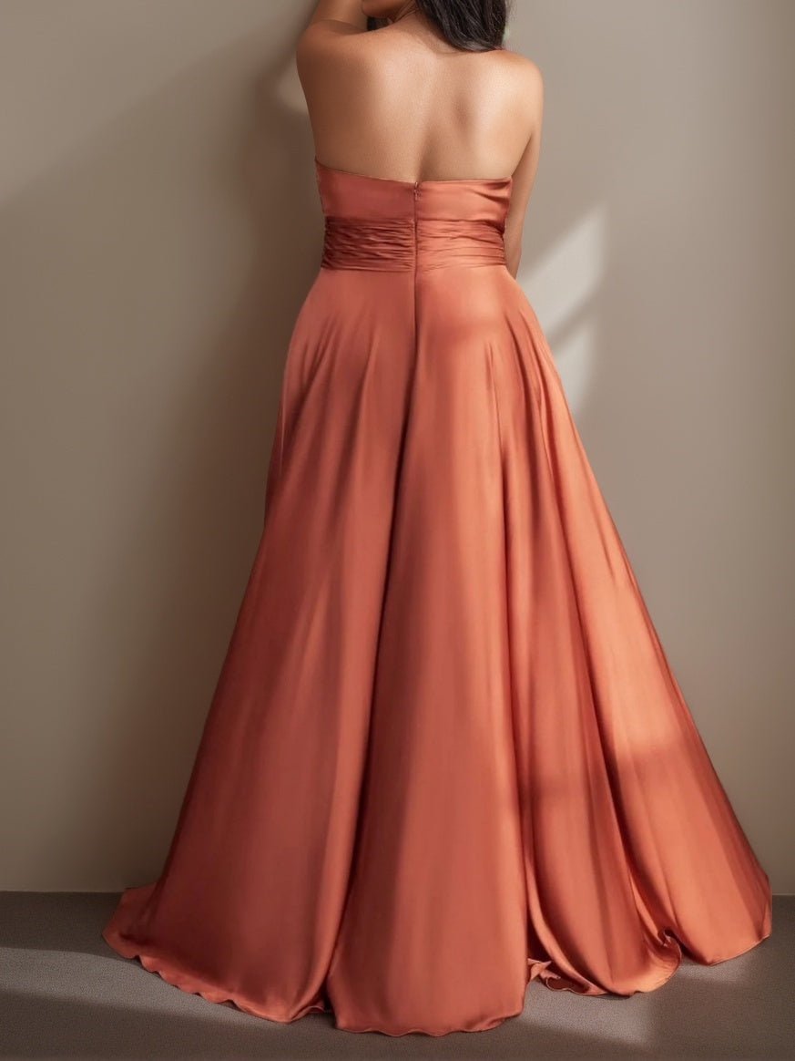 Plus Size Strapless Princess A-Line Floor-Length Prom Dress With Ruffles