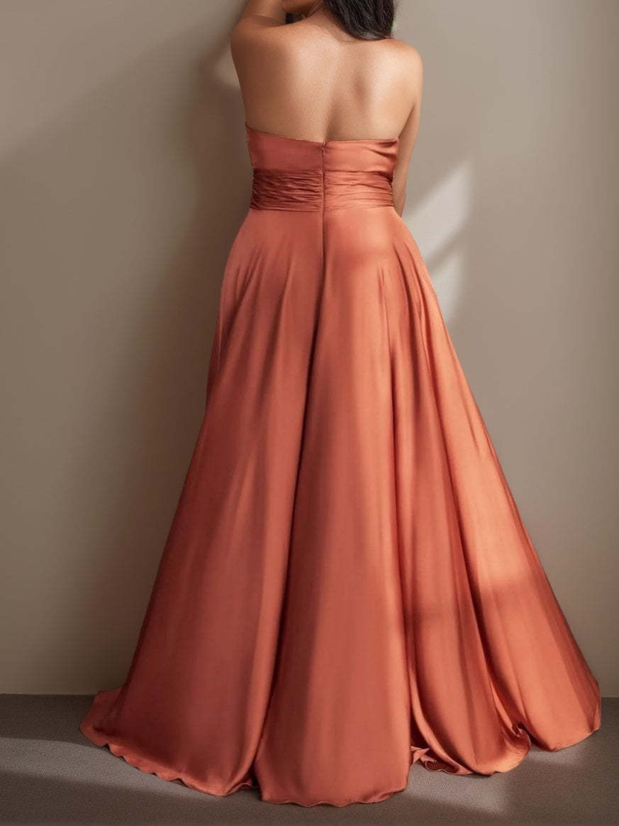 Plus Size Strapless Princess A-Line Floor-Length Prom Dress With Ruffles