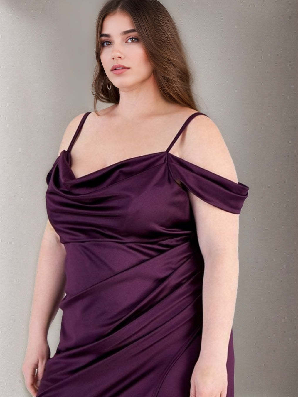 Plus Size Spaghetti Strap A-Line Prom Dress with Ruffles and Side Split