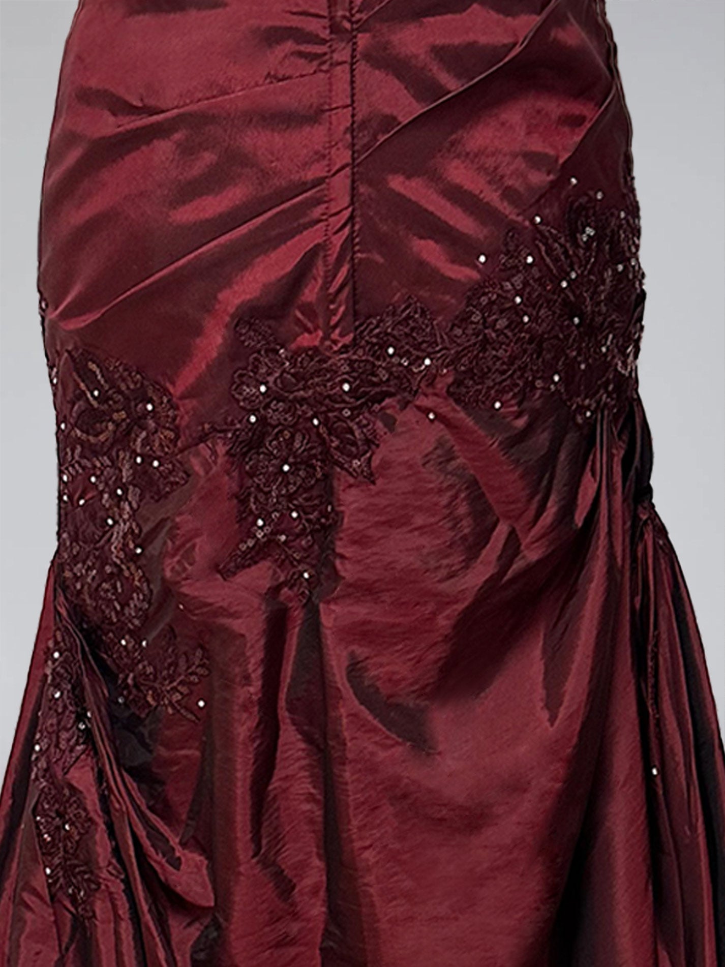 Strapless Sleeveless Floor-Length Taffeta Prom Dress with Ruffles Embroidery & Beadings in Trumpet/Mermaid Style-BMbridal.UK