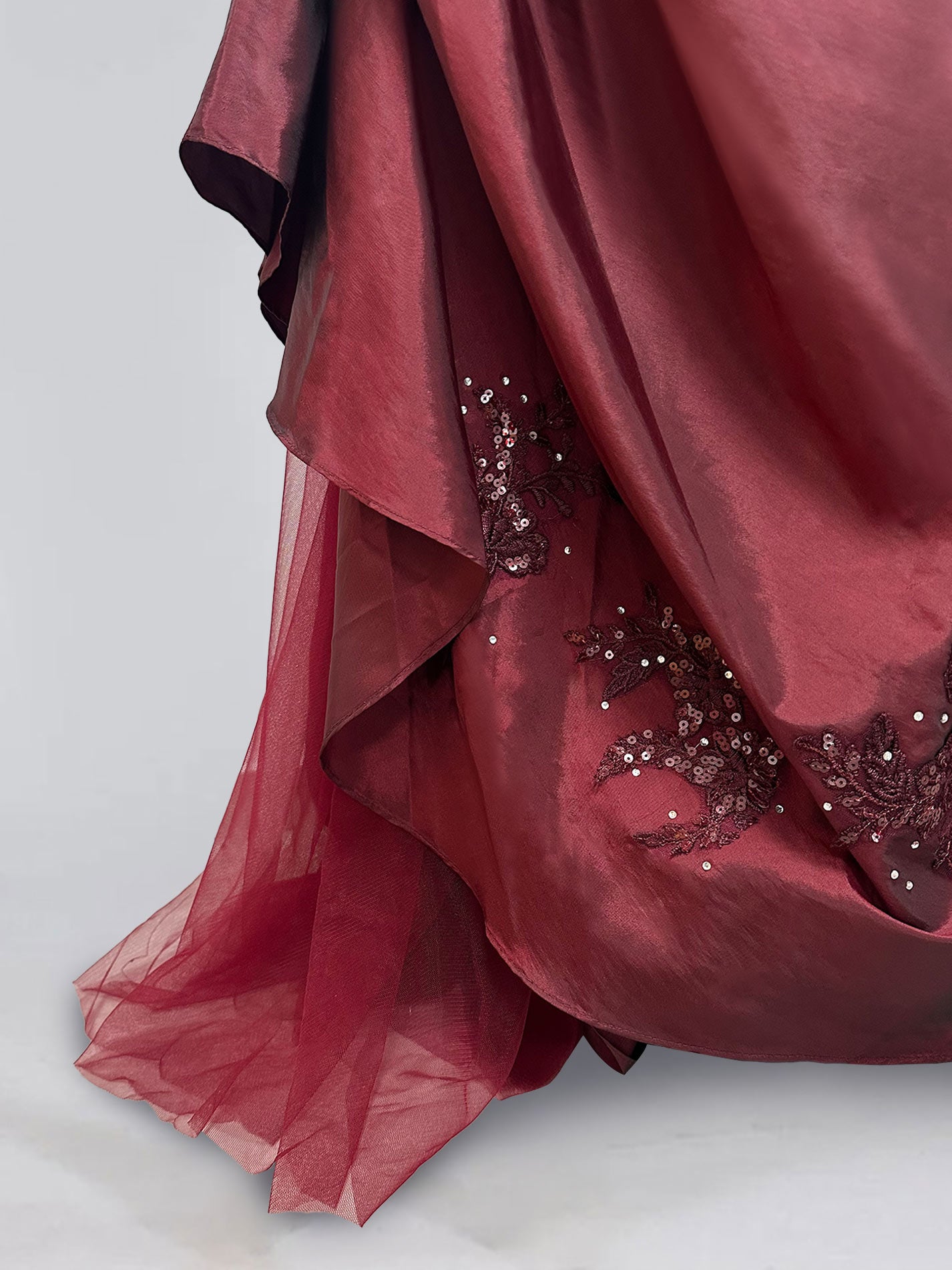 Strapless Sleeveless Floor-Length Taffeta Prom Dress with Ruffles Embroidery & Beadings in Trumpet/Mermaid Style-BMbridal.UK