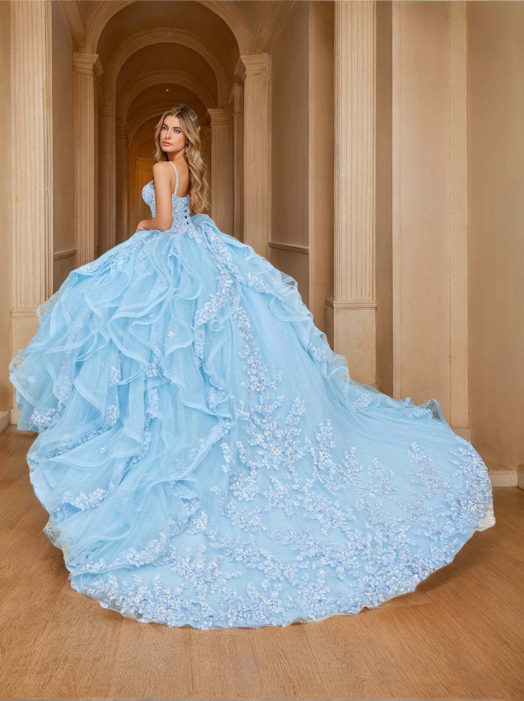 Strapless Sleeveless Floor-length Ball Gown with Lace Appliques for Prom