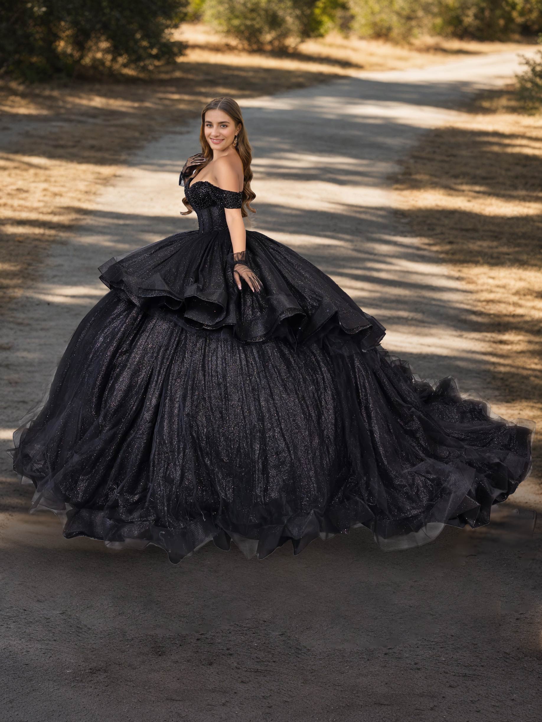 Off-the-Shoulder Sleeveless Ball Gown in Tulle with Crystal Beadings Floor-Length for Prom