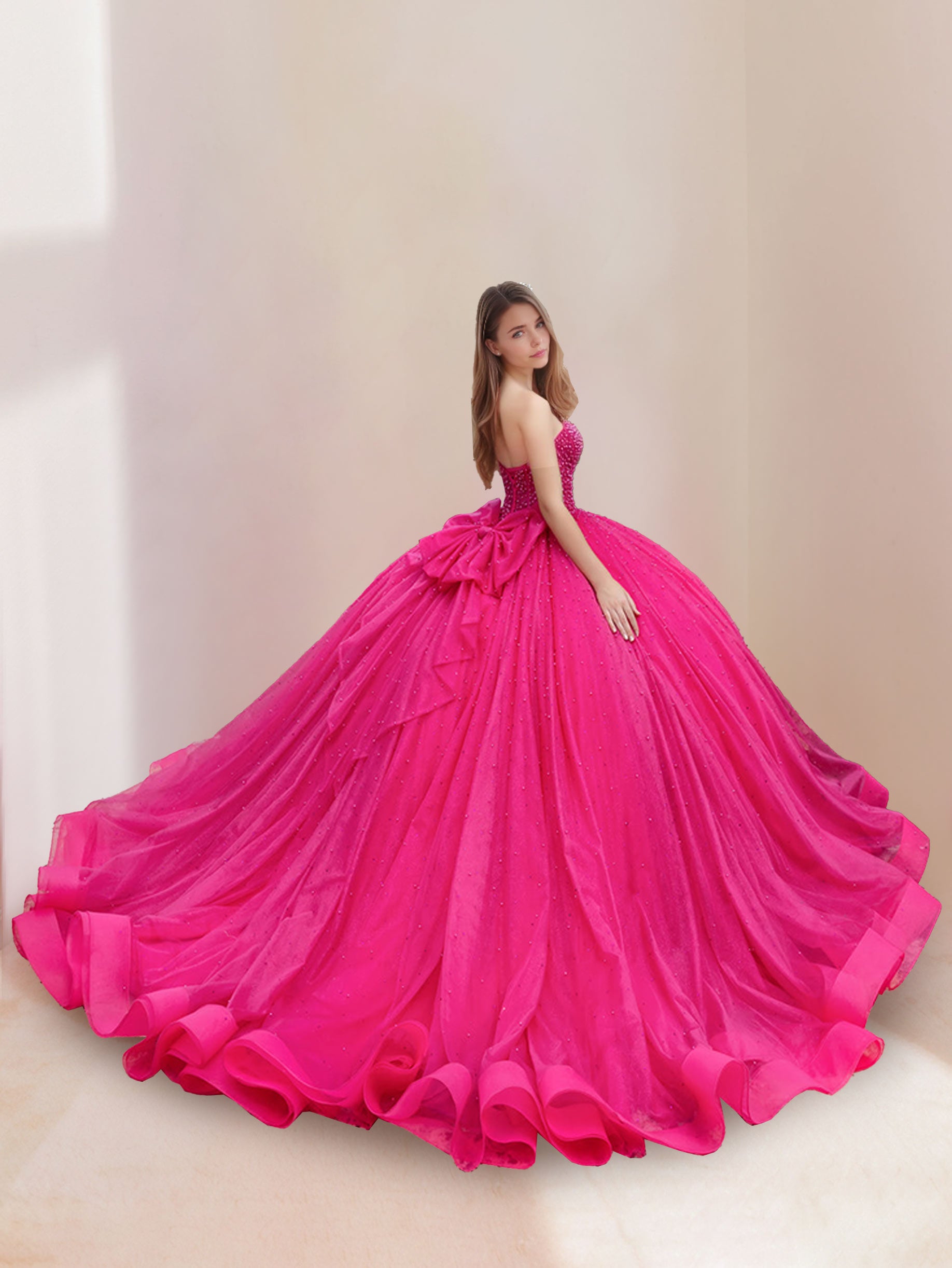 Sweetheart Off-the-Shoulder Sleeveless Ball Gown with Pearls and Bowknot Floor-length Long Prom Dress-BMbridal.UK