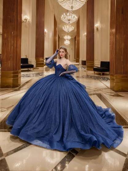 Sweetheart Off-the-Shoulder Sleeveless Ball Gown with Pearls and Bowknot Floor-length Long Prom Dress-BMbridal.UK