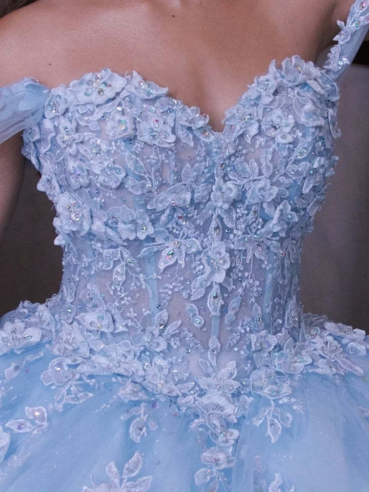 Off-the-Shoulder Sleeveless Ball Gown with Sequins in a Floor-Length Design