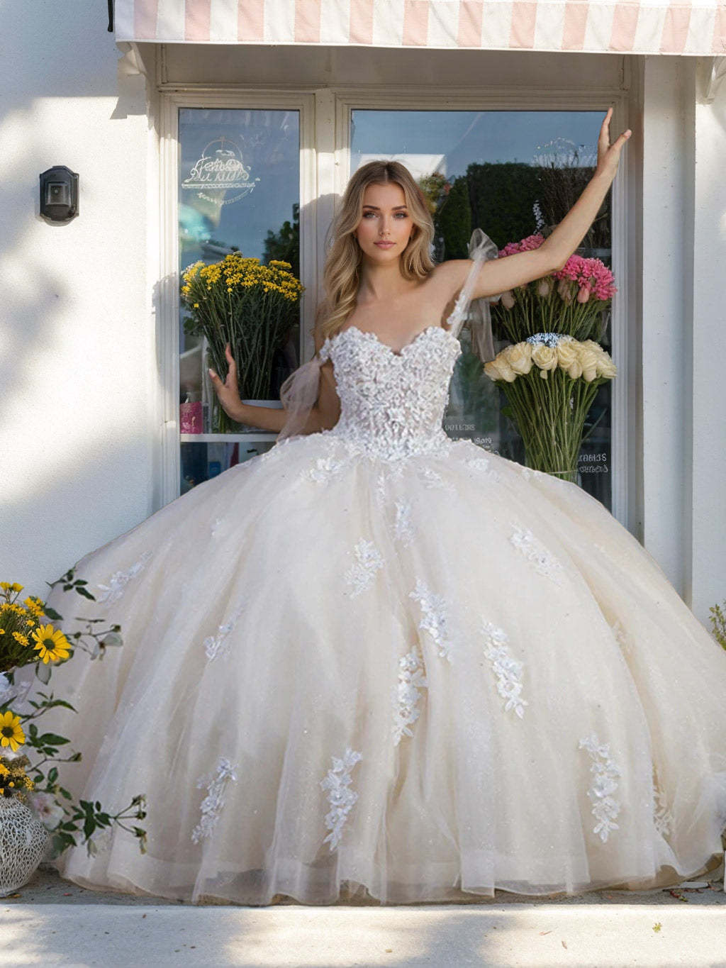 Off-the-Shoulder Sleeveless Ball Gown with Sequins in a Floor-Length Design