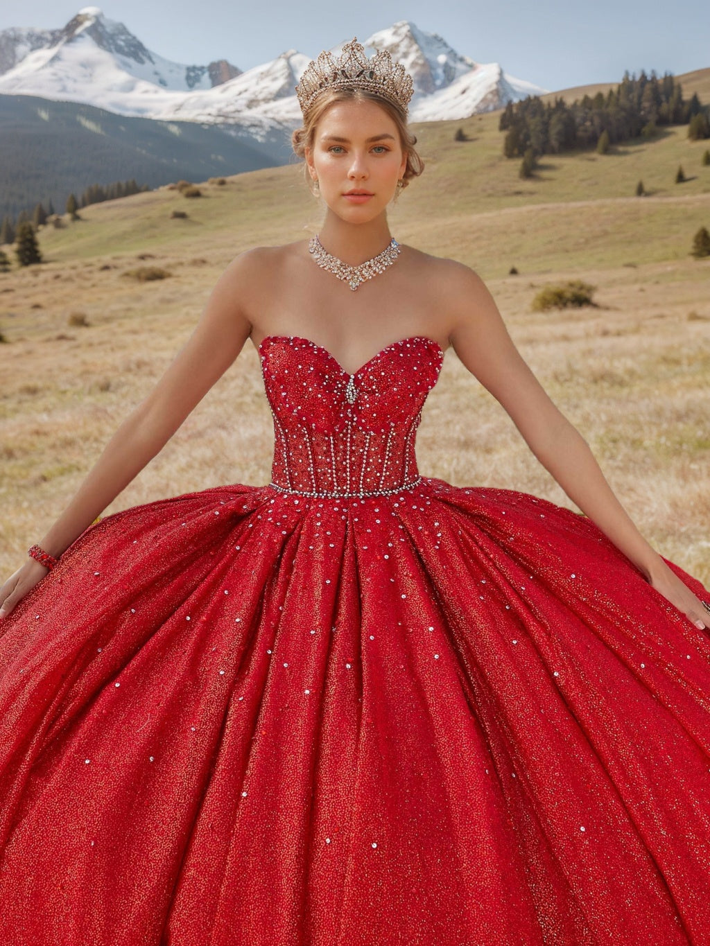 Sweetheart Strapless Sleeveless Long Sequined Ball Gown for Prom