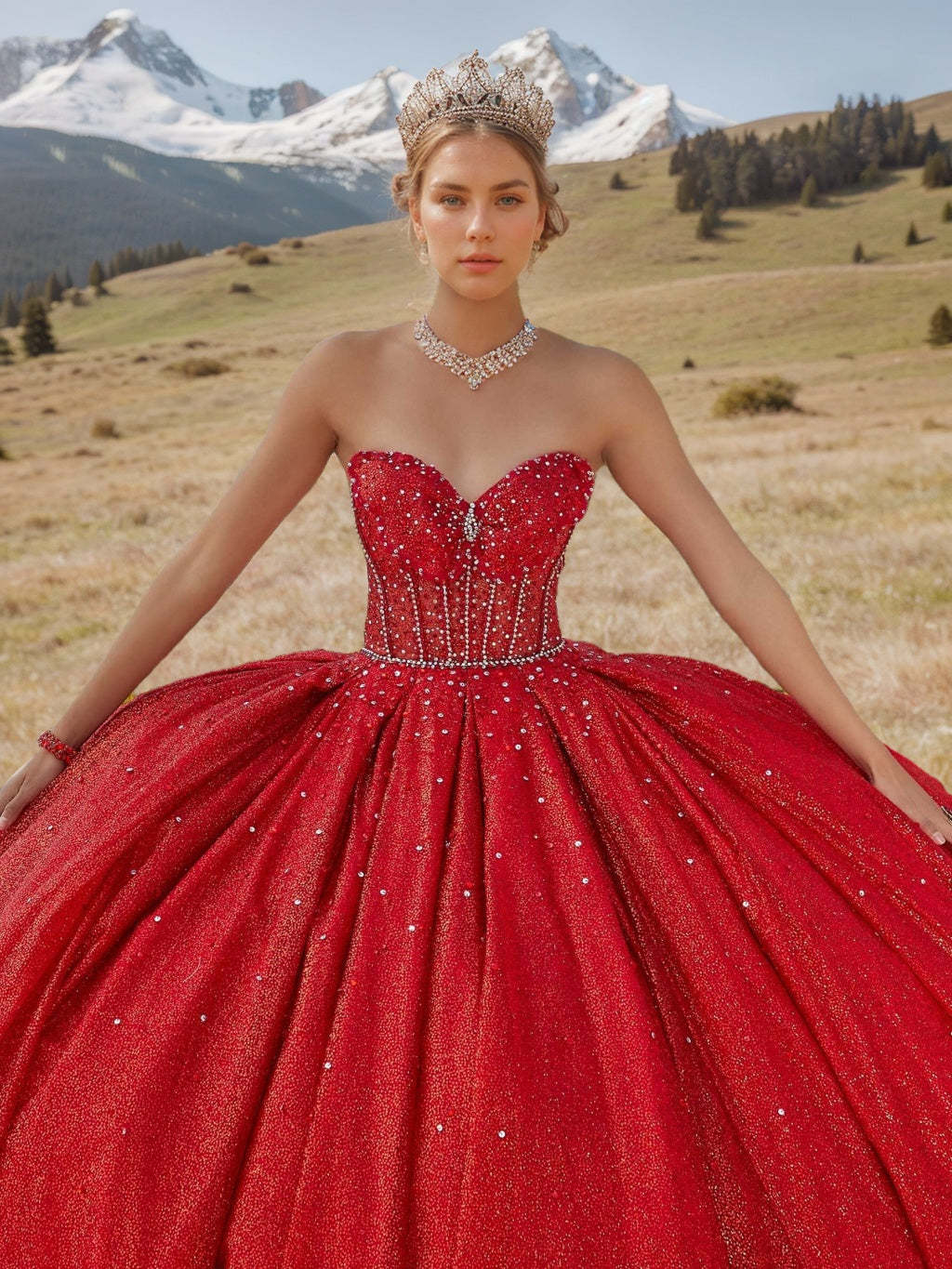 Sweetheart Strapless Sleeveless Long Sequined Ball Gown for Prom