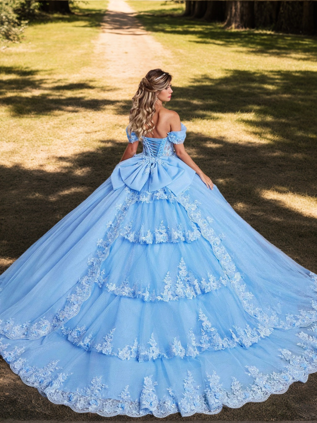 Sweetheart Off-the-Shoulder Ball Gown with Lace Appliques & Beads Sleeveless Floor-length Prom Dress