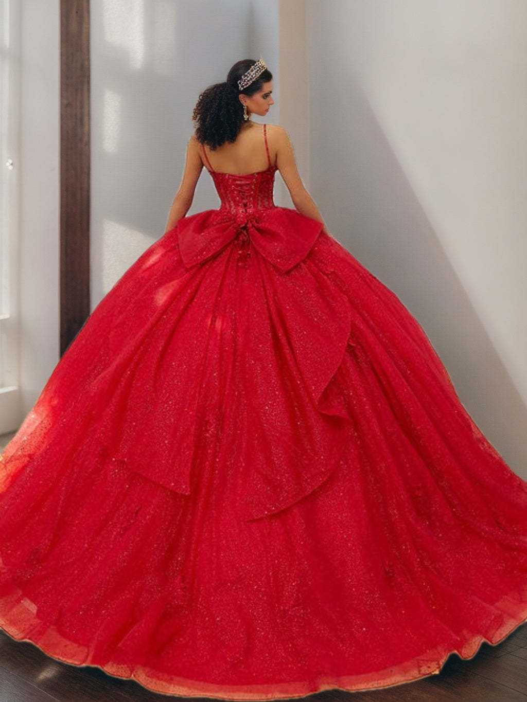 Sweetheart Off-the-Shoulder Sleeveless Ball Gown in Long Tulle with Sequins & Beads