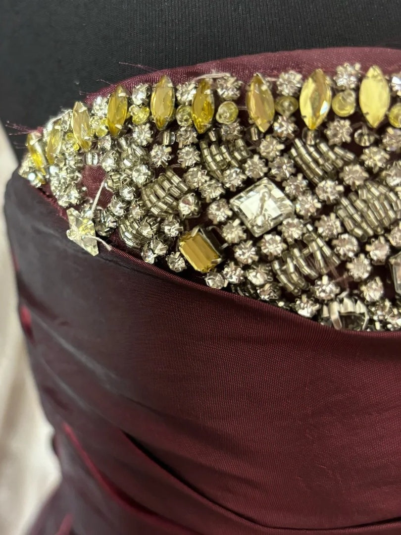 Strapless Sleeveless Floor-Length Taffeta Prom Dress with Ruffles and Sequins in Trumpet/Mermaid Style-BMbridal.UK