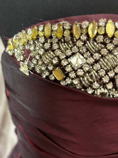 Strapless Sleeveless Floor-Length Taffeta Prom Dress with Ruffles and Sequins in Trumpet/Mermaid Style-BMbridal.UK