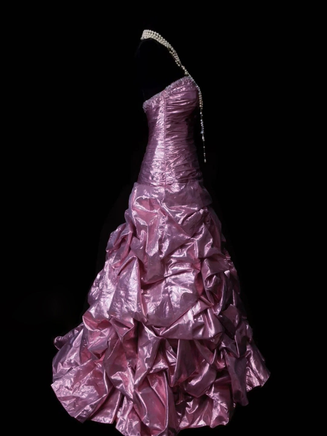 Sweetheart Princess A-Line Sleeveless Floor-Length Taffeta Prom Dress with Ruched Sequins