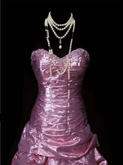 Sweetheart Princess A-Line Sleeveless Floor-Length Taffeta Prom Dress with Ruched Sequins