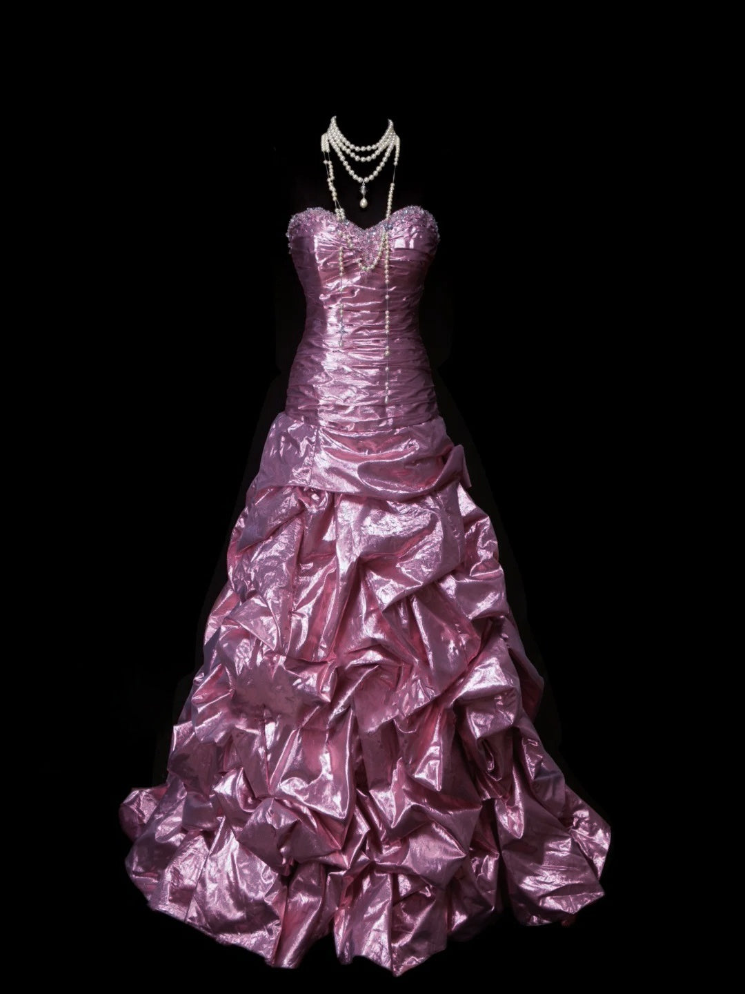 Sweetheart Princess A-Line Sleeveless Floor-Length Taffeta Prom Dress with Ruched Sequins