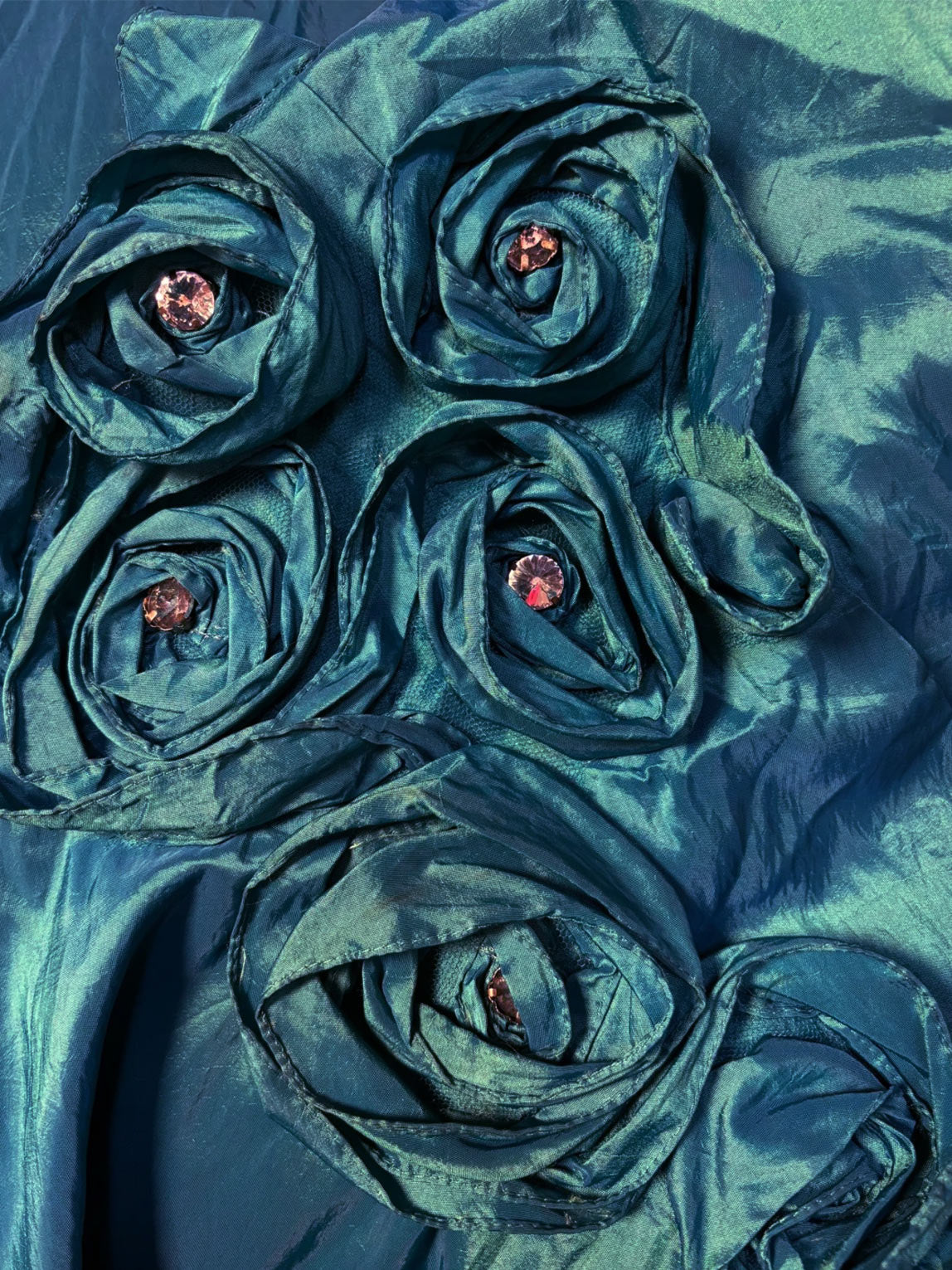 Sweetheart Princess A-Line Floor-Length Sleeveless Prom Dress in Taffeta with Flowers & Sequins