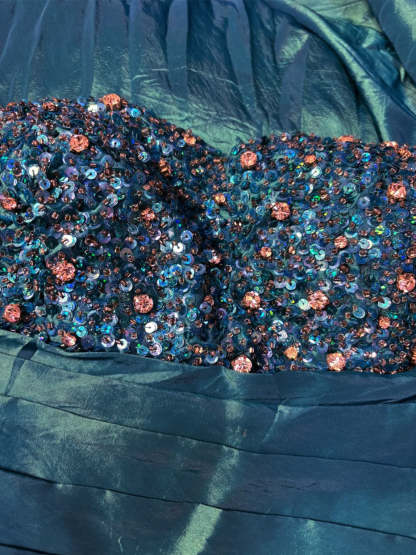 Sweetheart Princess A-Line Floor-Length Sleeveless Prom Dress in Taffeta with Flowers & Sequins