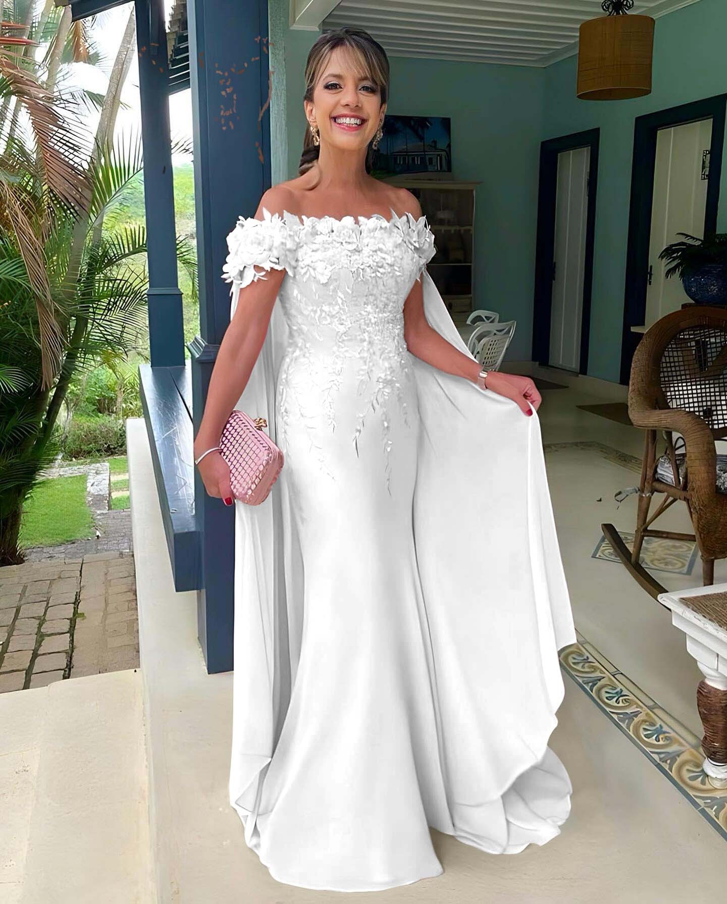 Off the Shoulder Sleeveless Long Mermaid Prom Dress With Appliques