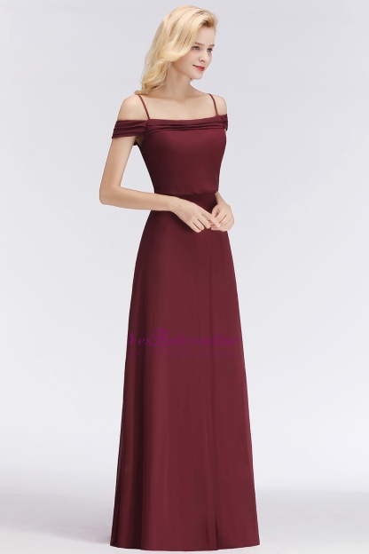 BMbridal Elegant Off-the-Shoulder Burgundy Bridesmaid Dress Online Spaghetti-Straps Affordable Maid of Honor Dress-BMbridal