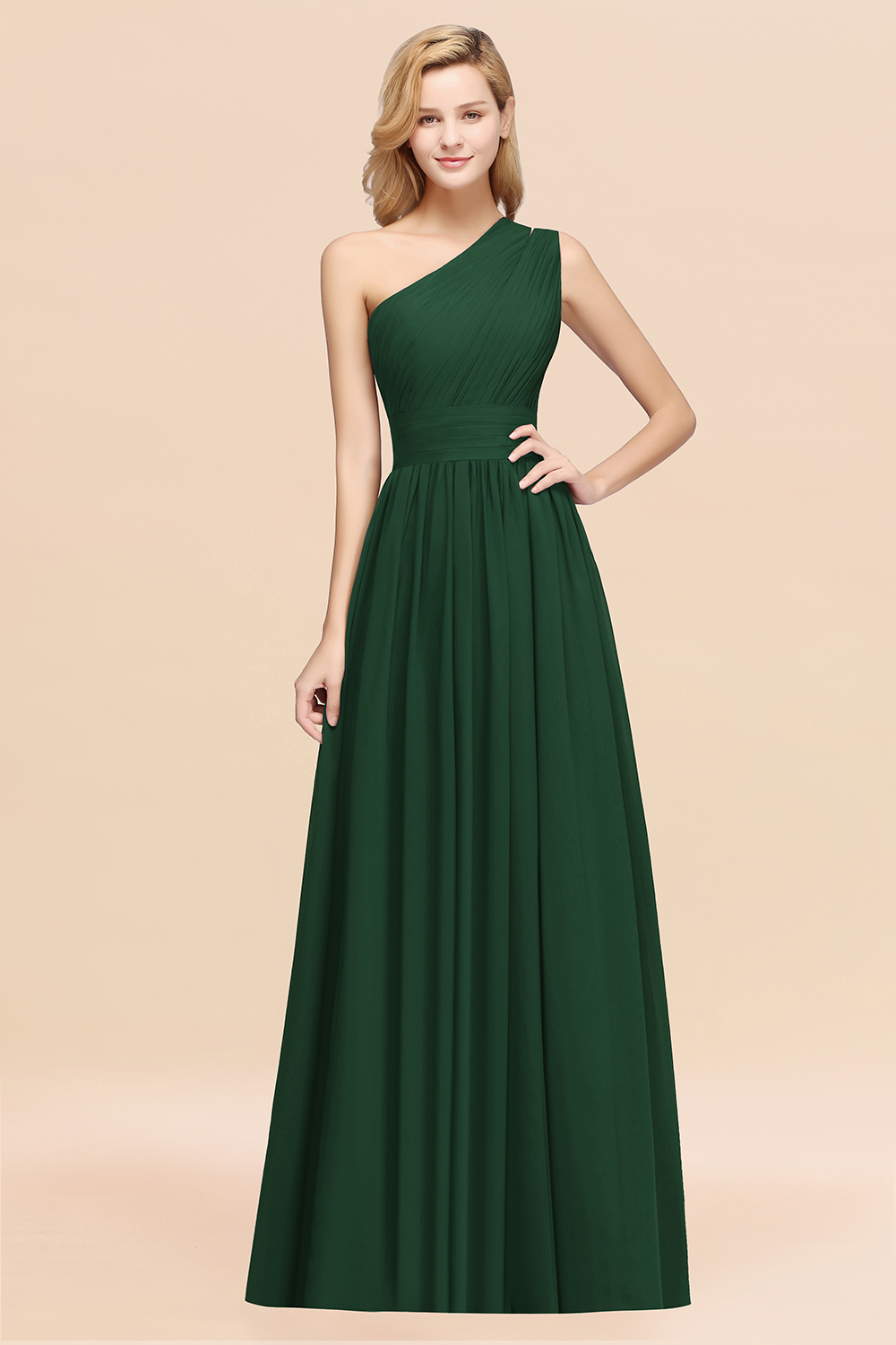 BMbridal Stylish One-shoulder Sleeveless Long Junior Bridesmaid Dresses Affordable-BMbridal