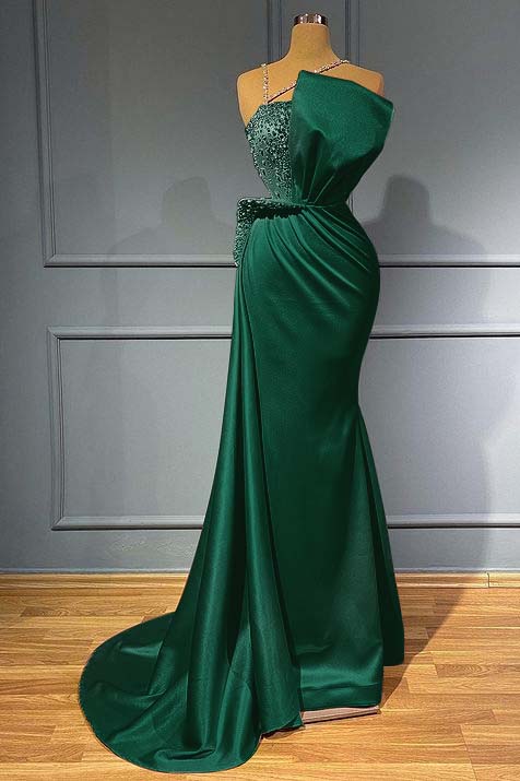 Pink Sleeveless Mermaid Spaghetti Strap Ruffles Prom Dress With Beadings