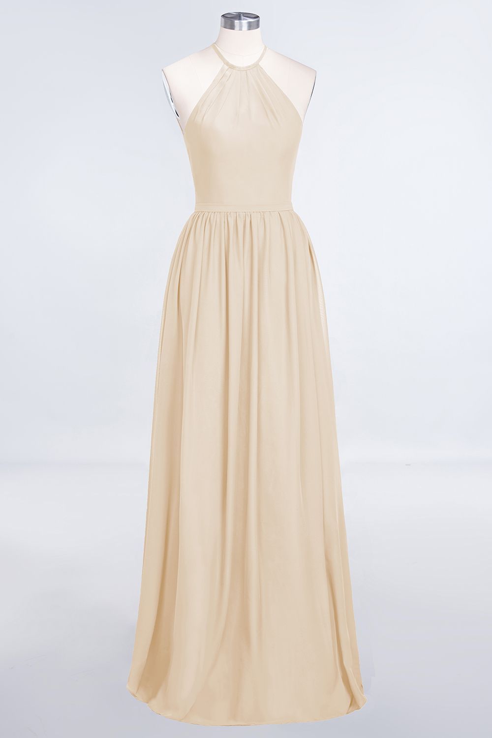 BMbridal Affordable Halter Sleeveless Long Burgundy Bridesmaid Dress with Ruffle-BMbridal