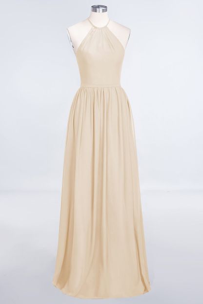 BMbridal Affordable Halter Sleeveless Long Burgundy Bridesmaid Dress with Ruffle-BMbridal