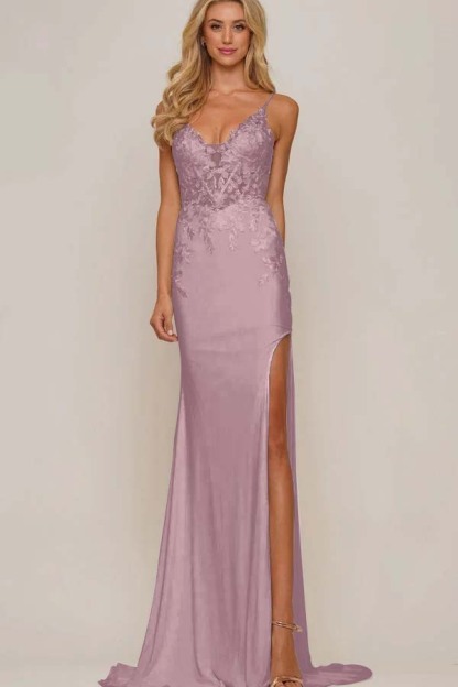 Spaghetti Strap Sleeveless Long Mermaid Prom Dress With Appliques
