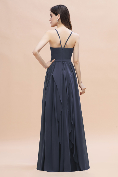BMbridal Affordable Jewel Sleeveless Stormy Chiffon Bridesmaid Dress with Ruffles Online-BMbridal