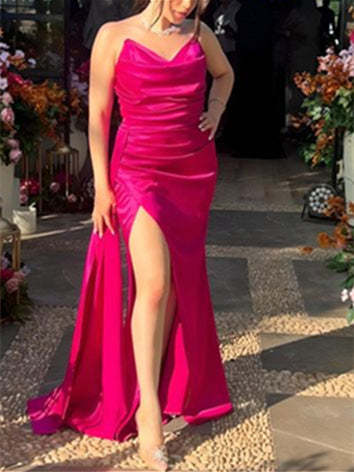 Spaghetti Strap Floor-length Sheath/Column Prom Gowns