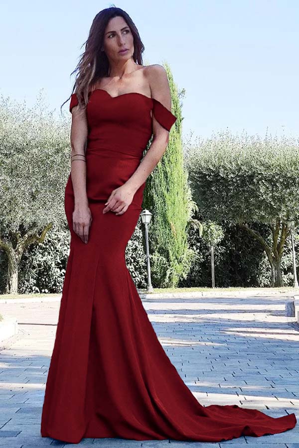 Mermaid Sweetheart Sleeveless Off the Shoulder Royal Blue Long Prom Dress