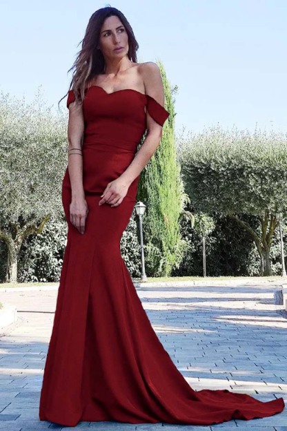 Mermaid Sweetheart Sleeveless Off the Shoulder Royal Blue Long Prom Dress