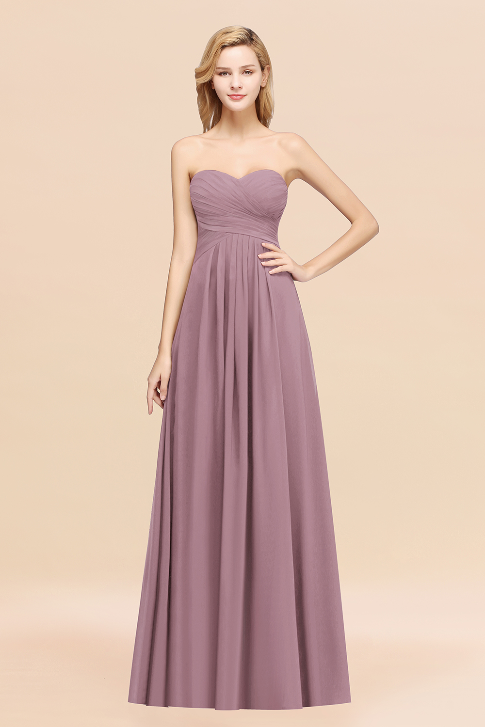 BMbridal Vintage Sweetheart Long Grape Affordable Bridesmaid Dresses Online-BMbridal