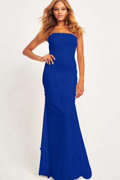 Strapless Sleeveless Long Mermaid Prom Dress With Appliques
