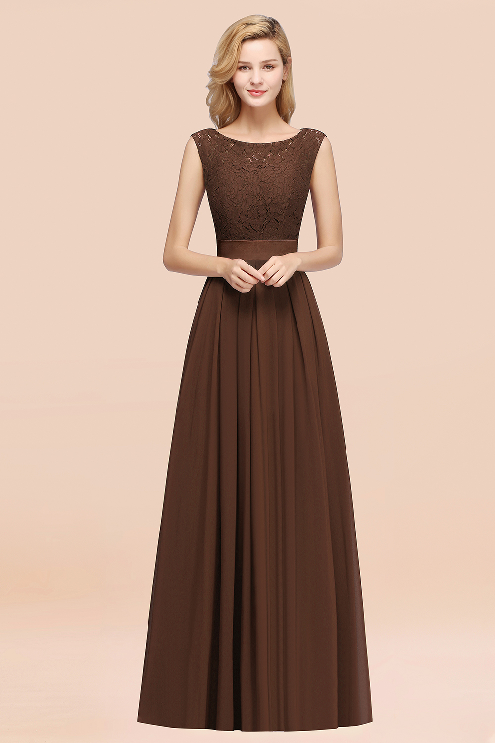 BMbridal Vintage Sleeveless Lace Bridesmaid Dresses Affordable Chiffon Wedding Party Dress Online-BMbridal