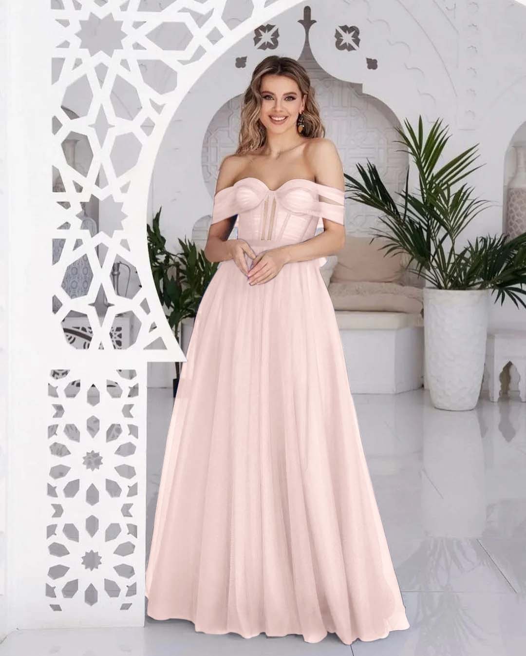 Stunning Tulle Off the Shoulder Sweetheart Strapless Royal Blue Prom Dress