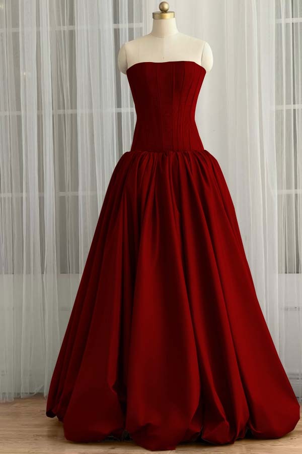 Sleeveless Strapless Long Ball Gown Prom Dress With Pleated