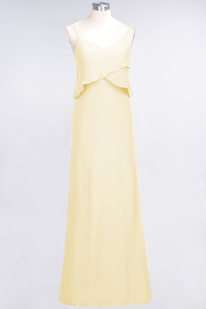 BMbridal Affordable Spaghetti-Straps V-Neck Burgundy Chiffon Bridesmaid Dresses-BMbridal